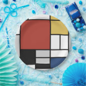 Mondrian Painting Red Flugzeug Yellow Black Gray B Pappteller (Party)