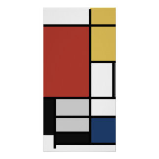 Mondrian Painting Red Flugzeug Yellow Black Gray B Poster