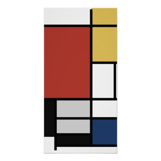 Mondrian Painting Red Flugzeug Yellow Black Gray B Poster (Vorderseite)
