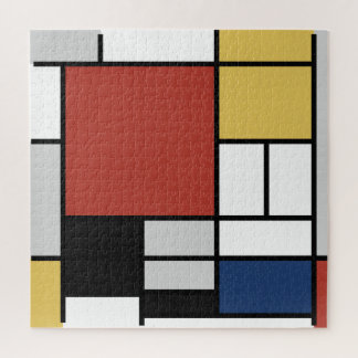 Mondrian Painting Red Flugzeug Yellow Black Gray B Puzzle