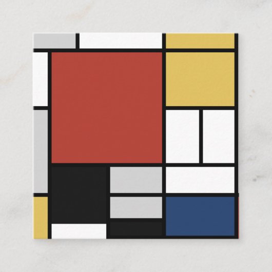 Mondrian Painting Red Flugzeug Yellow Black Gray B Quadratische Visitenkarte (Vorderseite)
