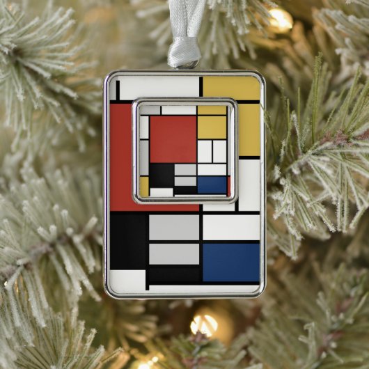 Mondrian Painting Red Flugzeug Yellow Black Gray B Rahmen-Ornament Silber (Baum)