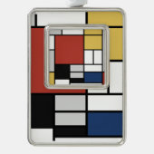 Mondrian Painting Red Flugzeug Yellow Black Gray B Rahmen-Ornament Silber (Vorderseite)