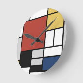 Mondrian Painting Red Flugzeug Yellow Black Gray B Runde Wanduhr (Winkel)