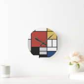 Mondrian Painting Red Flugzeug Yellow Black Gray B Runde Wanduhr (Zuhause)