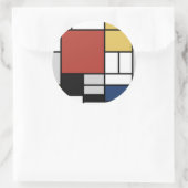 Mondrian Painting Red Flugzeug Yellow Black Gray B Runder Aufkleber (Tasche)