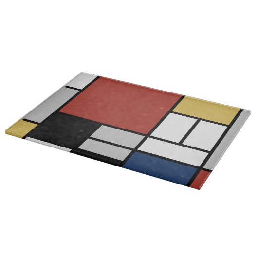Mondrian Painting Red Flugzeug Yellow Black Gray B Schneidebrett (Ecke)