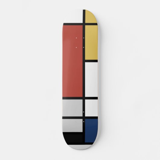 Mondrian Painting Red Flugzeug Yellow Black Gray B Skateboard (Vorderseite)