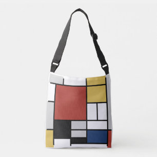 Mondrian Painting Red Flugzeug Yellow Black Gray B Tragetaschen Mit Langen Trägern