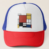 Mondrian Painting Red Flugzeug Yellow Black Gray B Truckerkappe (Vorderseite)