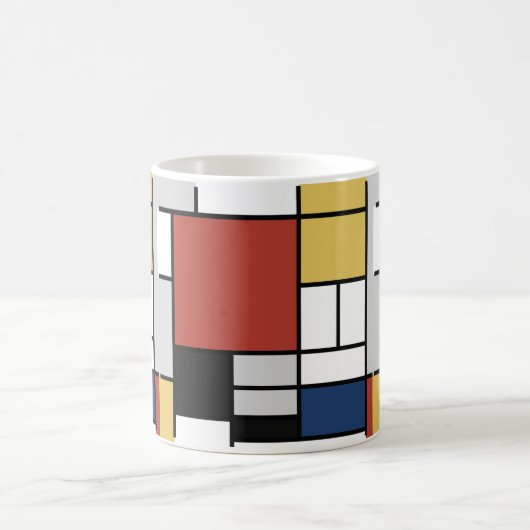 Mondrian Painting Red Flugzeug Yellow Black Gray B Verwandlungstasse (Mittel)