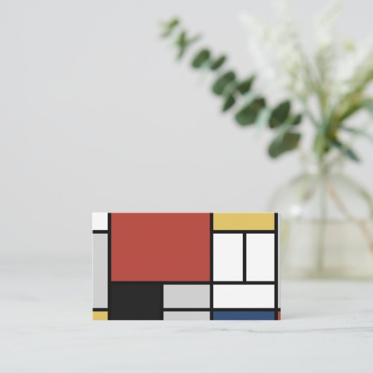 Mondrian Painting Red Flugzeug Yellow Black Gray B Visitenkarte (Stehend Vorderseite)