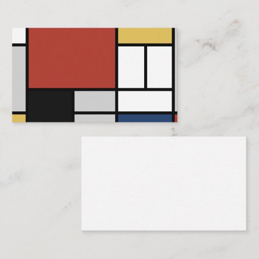 Mondrian Painting Red Flugzeug Yellow Black Gray B Visitenkarte (Vorne/Hinten)