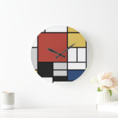 Mondrian Painting Red Plane Yellow Black Gray Blue Große Wanduhr (Zuhause)