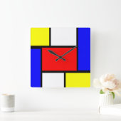 Mondrian Pattern Style Quadratische Wanduhr (Zuhause)