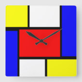 Mondrian Pattern Style Quadratische Wanduhr (Vorderseite)
