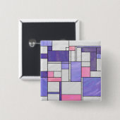 Mondrian Pink Lila White Print Button (Vorne & Hinten)