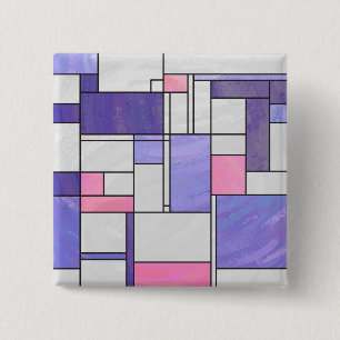 Mondrian Pink Lila White Print Button