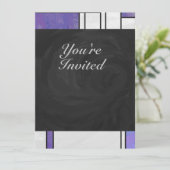 Mondrian Pink Lila White Print Einladung (Stehend Vorderseite)