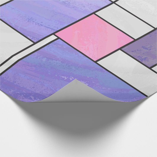 Mondrian Pink Lila White Print Geschenkpapier (Ecke)