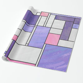 Mondrian Pink Lila White Print Geschenkpapier