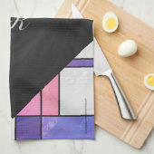 Mondrian Pink Lila White Print Handtuch (Viertel Falte)