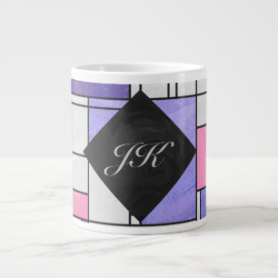 Mondrian Pink Lila White Print Jumbo-Tasse