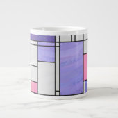 Mondrian Pink Lila White Print Jumbo-Tasse (Vorderseite)