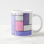 Mondrian Pink Lila White Print Jumbo-Tasse (Rechts)