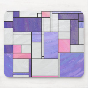 Mondrian Pink Lila White Print Mousepad