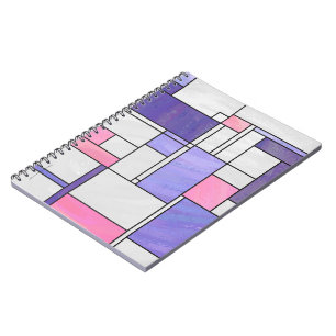 Mondrian Pink Lila White Print Notizblock