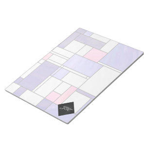 Mondrian Pink Lila White Print Notizblock
