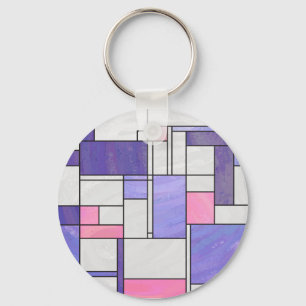 Mondrian Pink Lila White Print Schlüsselanhänger