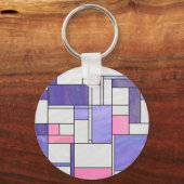 Mondrian Pink Lila White Print Schlüsselanhänger (Vorderseite)