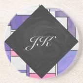 Mondrian Pink Lila White Print Untersetzer (Vorne)