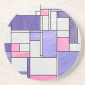 Mondrian Pink Lila White Print Untersetzer (Vorne)