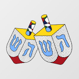 Mondrian Polka Dot Dreidels Fensteraufkleber