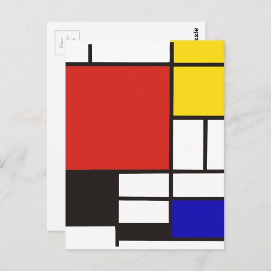 Mondrian Postkarte (Vorne/Hinten)