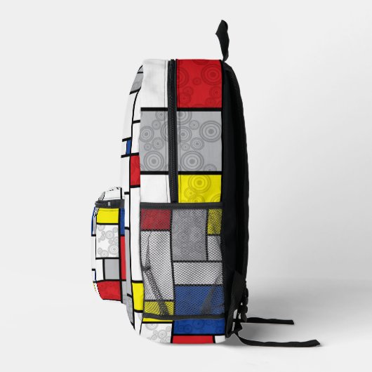 Mondrian Retro Circles Minimalistisch De Stijl Mod Bedruckter Rucksack (Rechts)