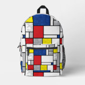 Mondrian Retro Circles Minimalistisch De Stijl Mod Bedruckter Rucksack (Vorderseite)