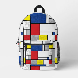Mondrian Retro Circles Minimalistisch De Stijl Mod Bedruckter Rucksack