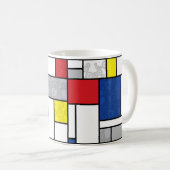 Mondrian Retro Circles Minimalistisch De Stijl Mod Kaffeetasse (VorderseiteRechts)