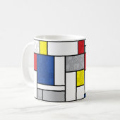 Mondrian Retro Circles Minimalistisch De Stijl Mod Kaffeetasse (Vorderseite Links)