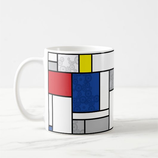 Mondrian Retro Circles Minimalistisch De Stijl Mod Kaffeetasse (Links)
