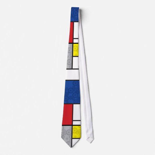 Mondrian Retro Circles Minimalistisch De Stijl Mod Krawatte (Vorderseite)