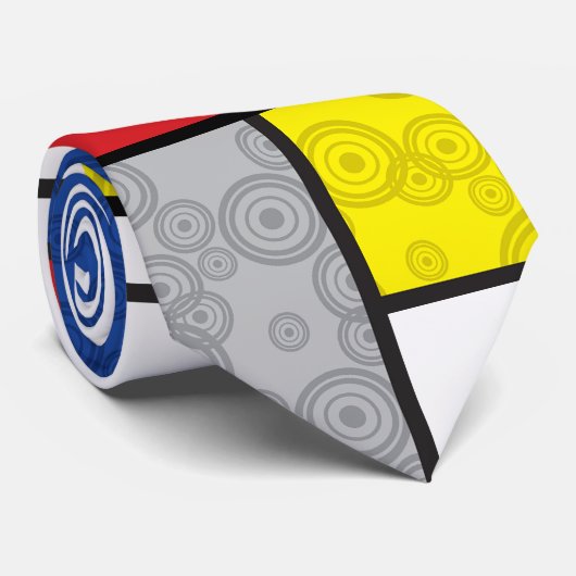 Mondrian Retro Circles Minimalistisch De Stijl Mod Krawatte (Gerollt)