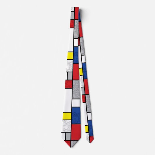 Mondrian Retro Circles Minimalistisch De Stijl Mod Krawatte (Vorderseite)