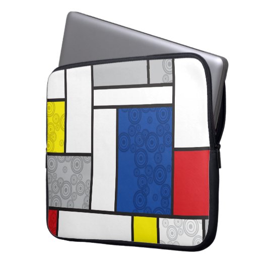 Mondrian Retro Circles Minimalistisch De Stijl Mod Laptopschutzhülle (Vorderseite Links)