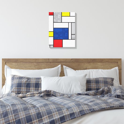 Mondrian Retro Circles Minimalistisch De Stijl Mod Leinwanddruck (Insitu (Schlafzimmer))