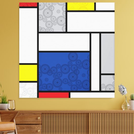 Mondrian Retro Circles Minimalistisch De Stijl Mod Leinwanddruck (Insitu (Wohnzimmer))
